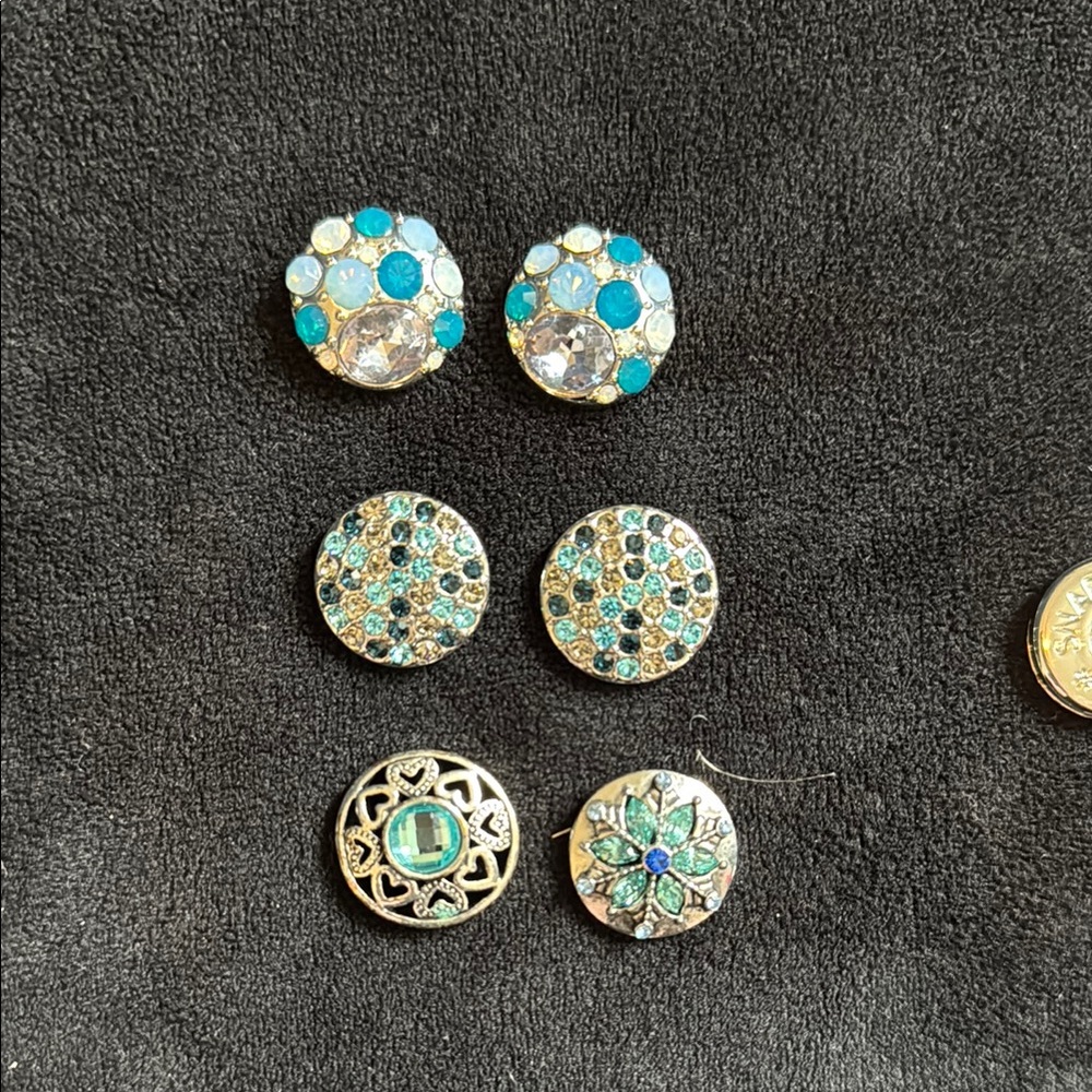 Blue and Silver Floral Earrings Set